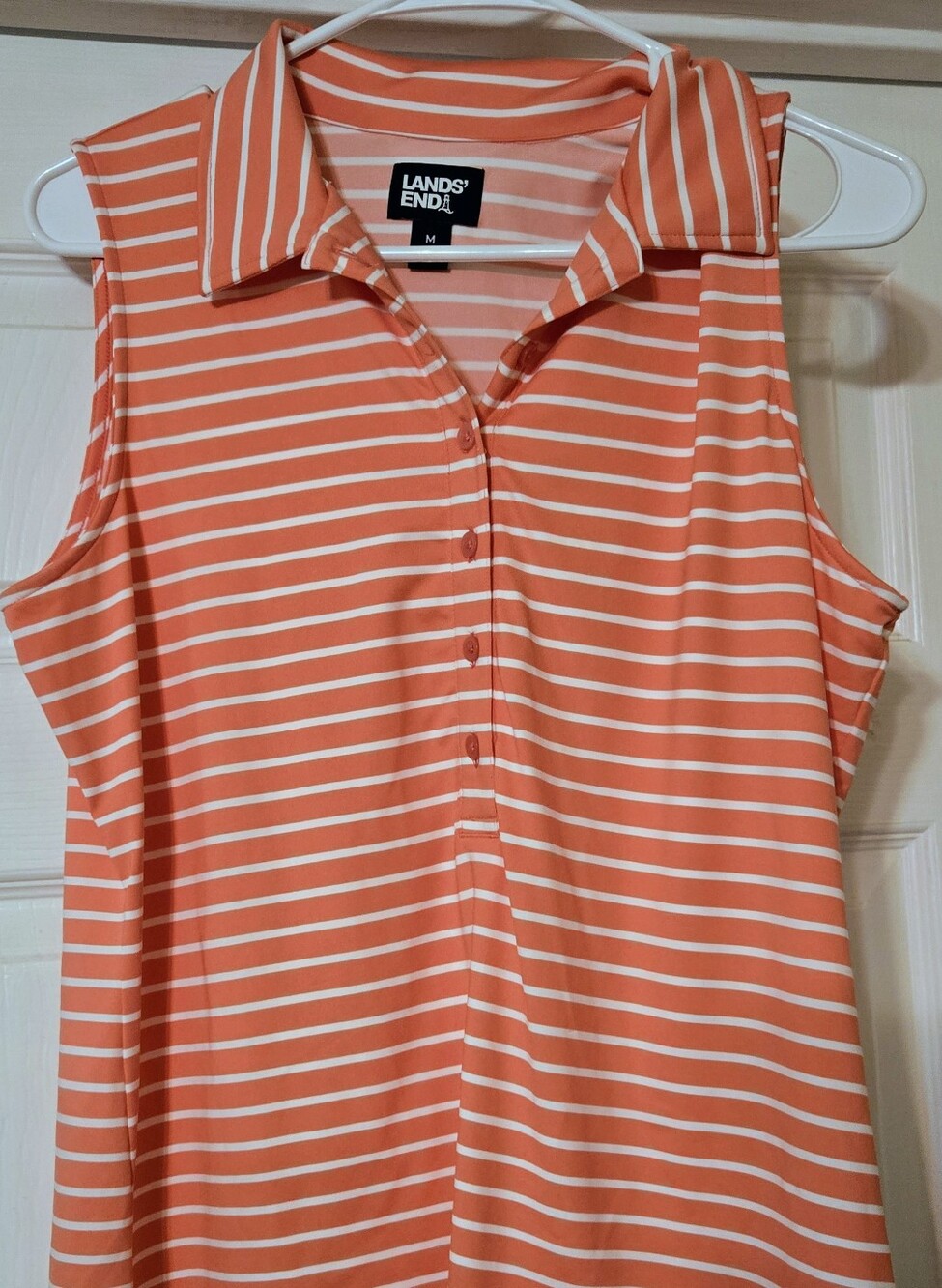 Lands' End Women's Sleeveless Striped Polo Shirt